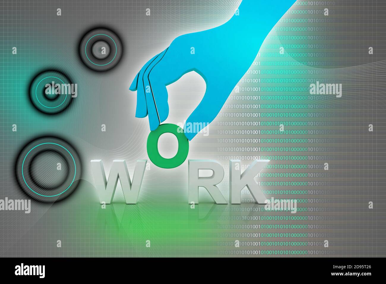 3d multi use work and hand in white background Stock Photo - Alamy