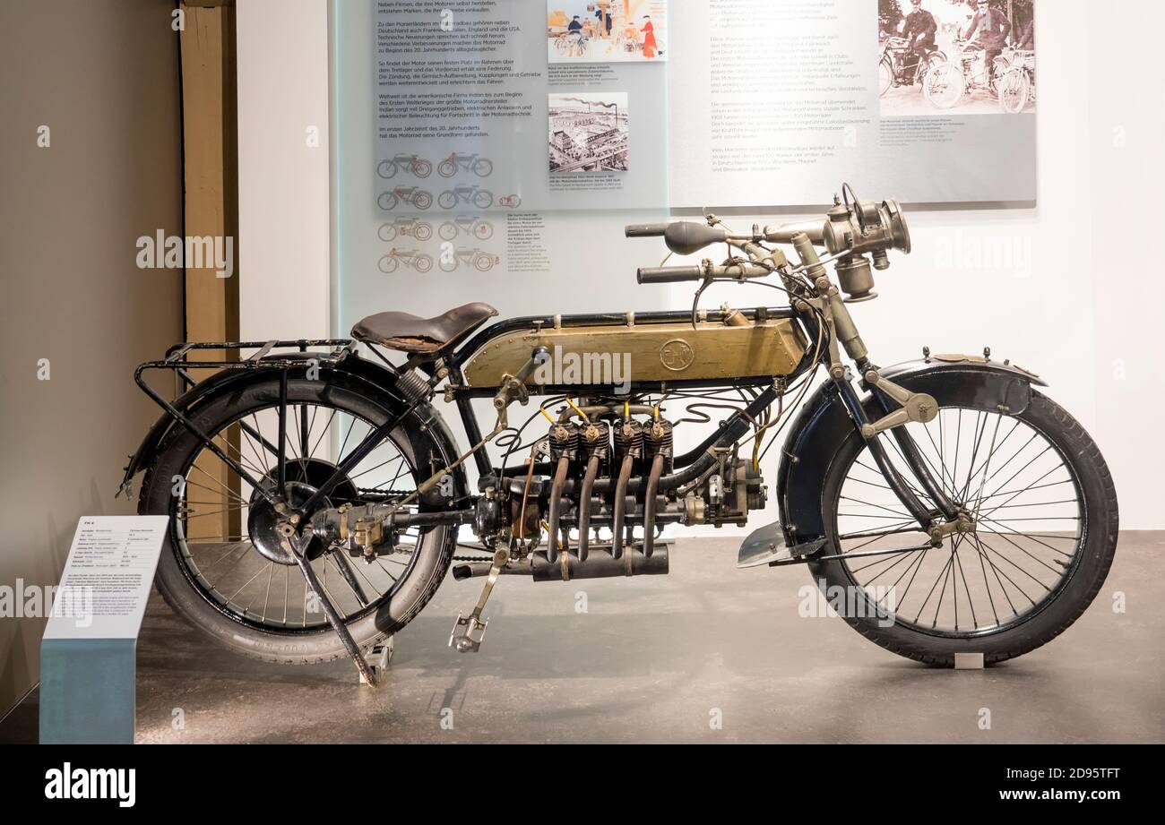 motorcycle FN Four, Fabrique Nationale de Herstal, PS.SPEICHER Museum, Einbeck, Lower Saxony, Germany, Europe Stock Photo