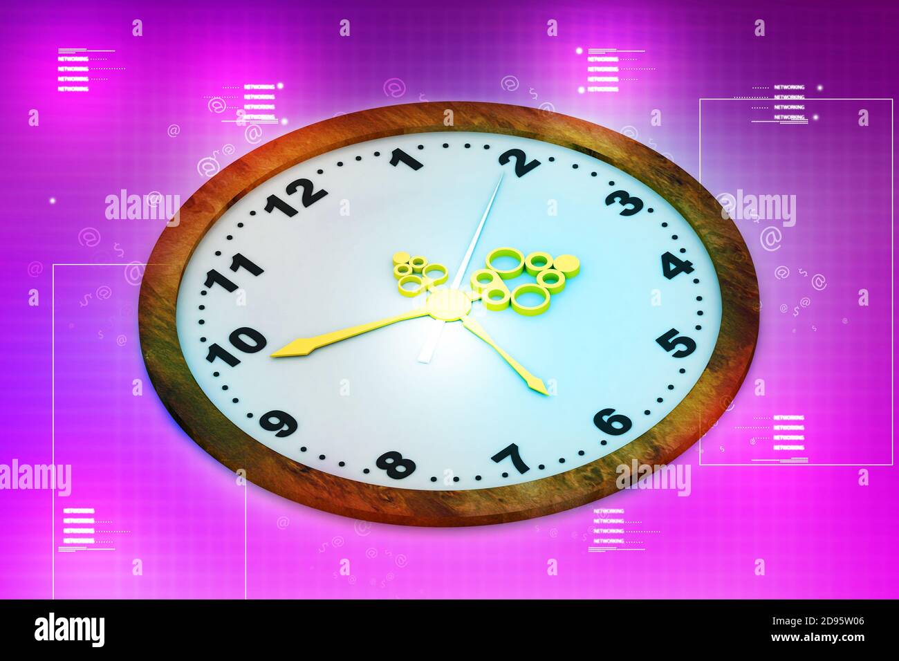 Clock in color background Stock Photo - Alamy