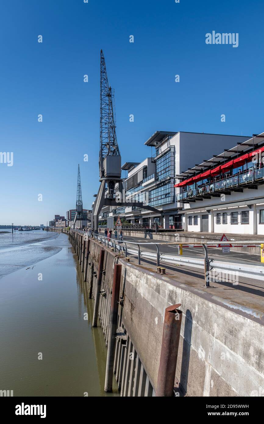 The mainland harbour in Altona called Große Elbstraße - opposite the Dockland Office Building in Hamburg. Stock Photo