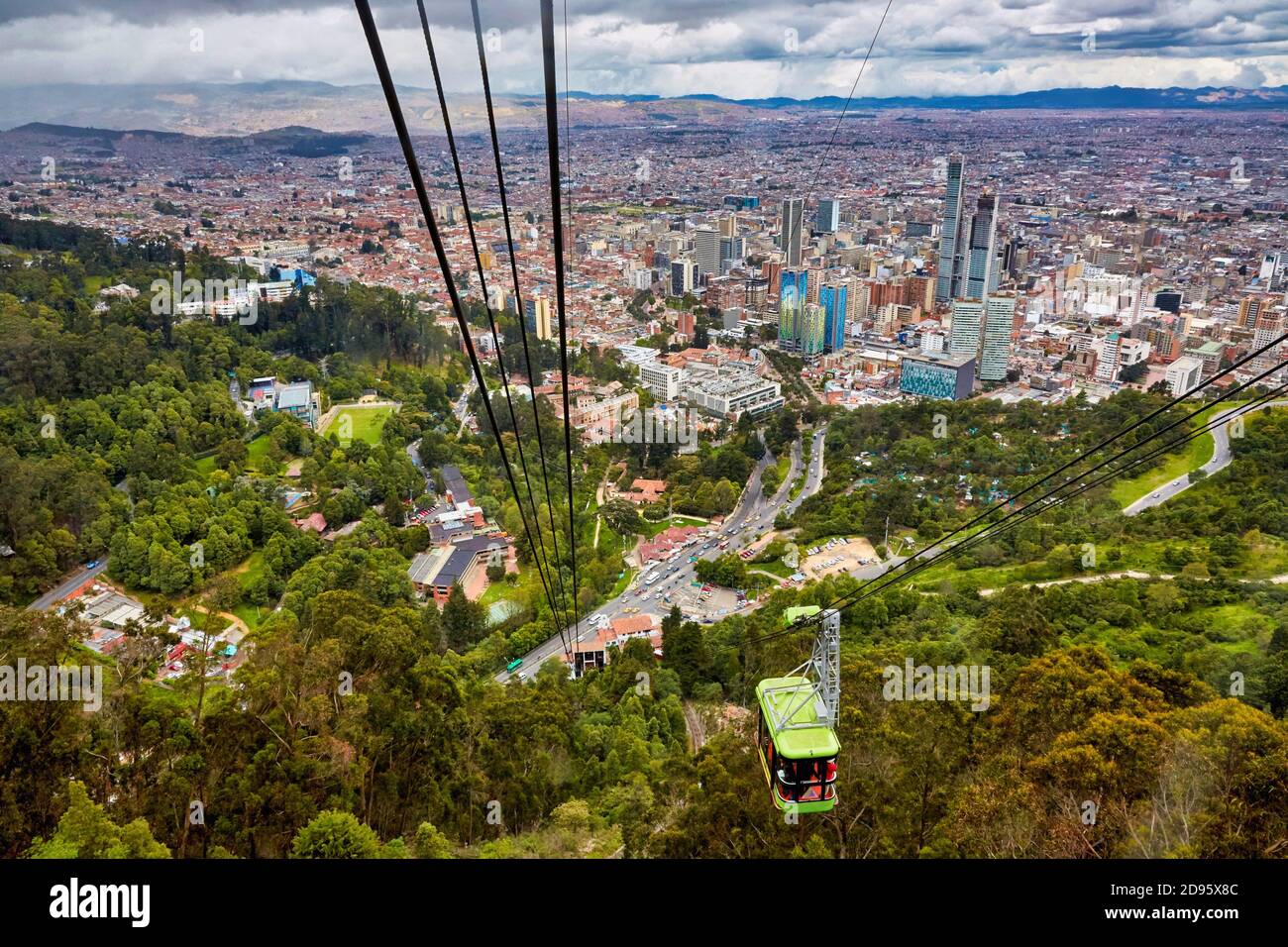 Metro cable, City Views, Monserrate hill, Cundinamarca, Colombia, South America Stock Photo
