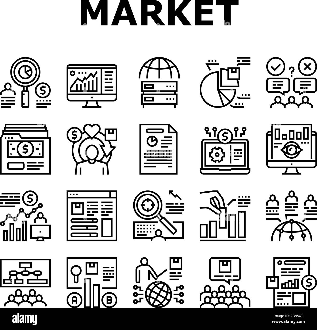 Market Research And Analysis Icons Set Vector Stock Vector Image & Art ...