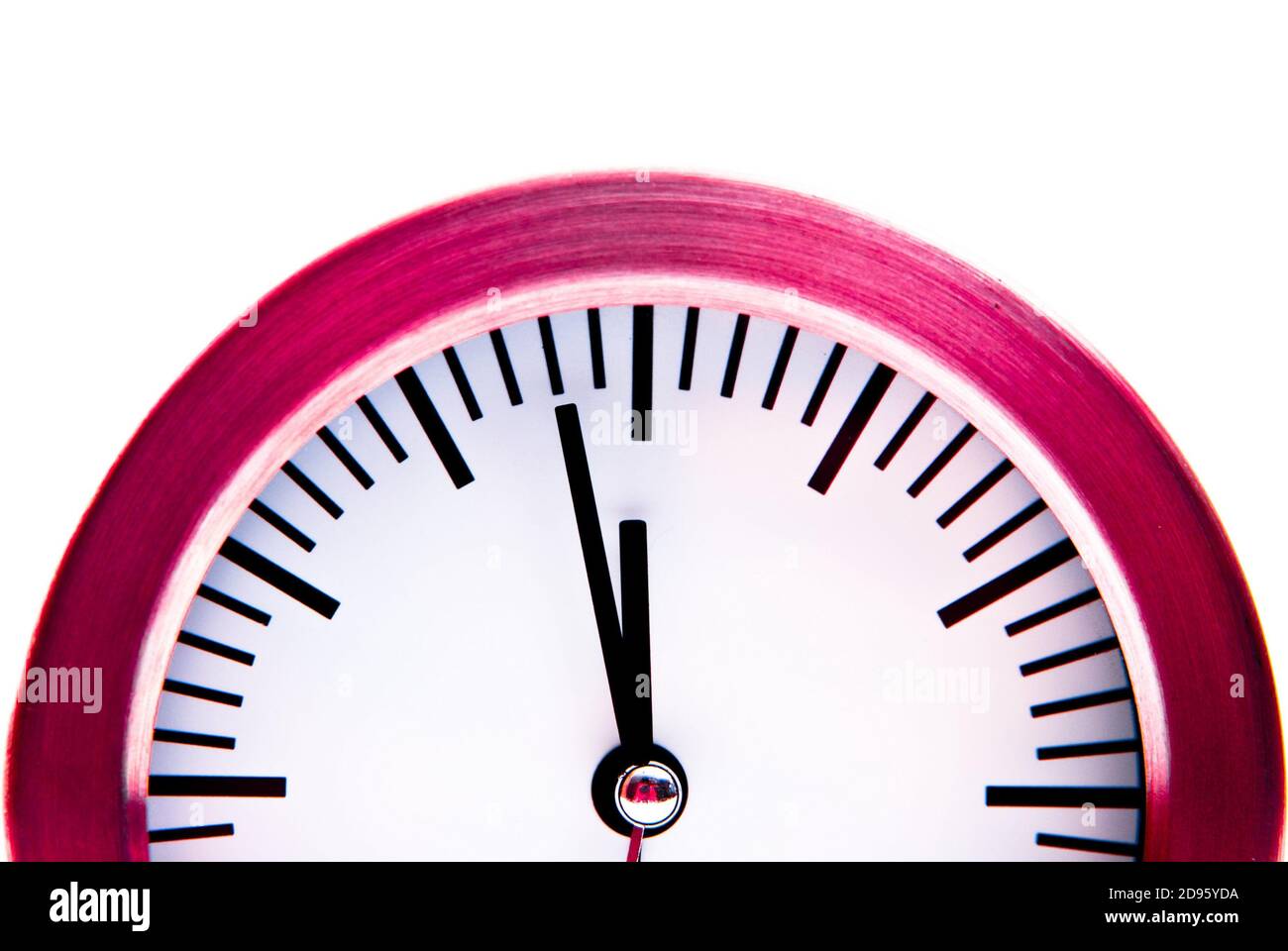 two minutes to midnight on clock isolated on white background Stock