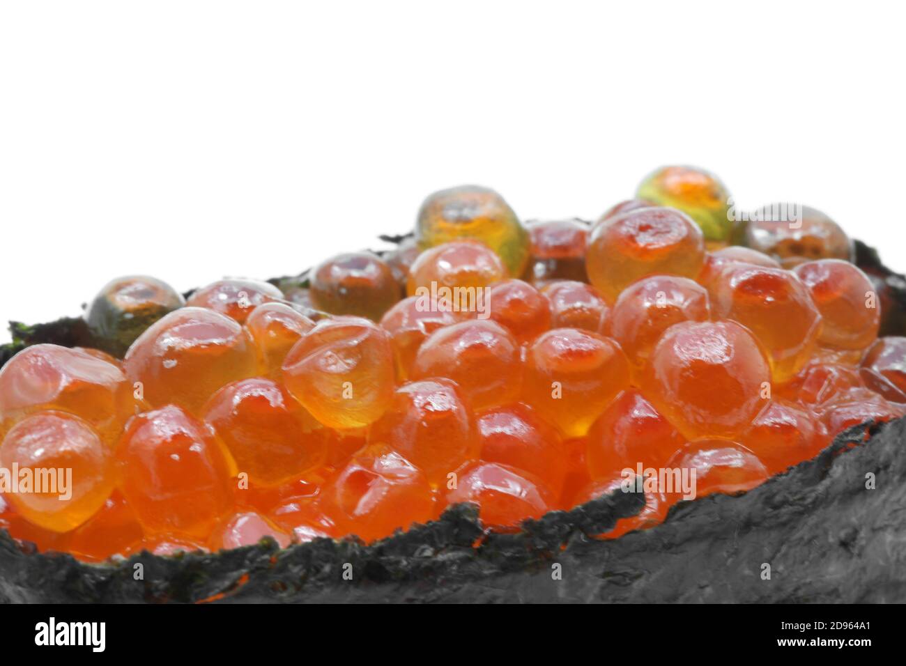 macro shot of Salmon egg on sushi nikiri roll Stock Photo Alamy