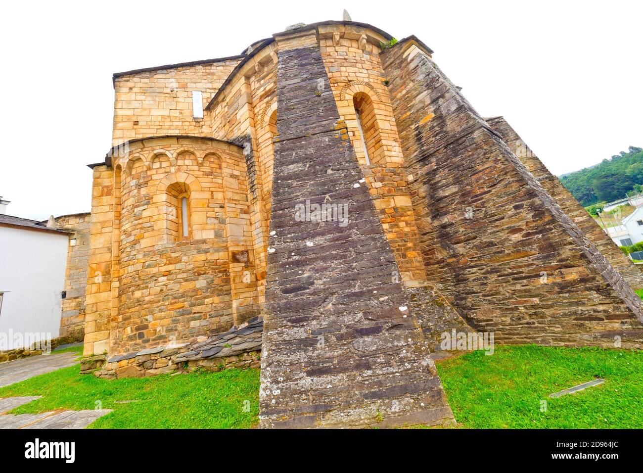 Basilica of San Martiño de Mondoñedo, 9-12th Century Romanesque Style, Foz, Lugo, Galicia, Spain, Europe. Stock Photo