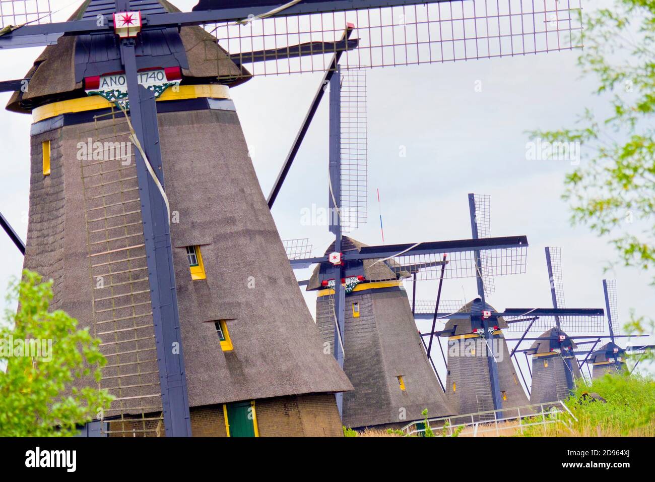 Kinderdijk, Traditional Dutch Windmills Pumping Water, UNESCO World