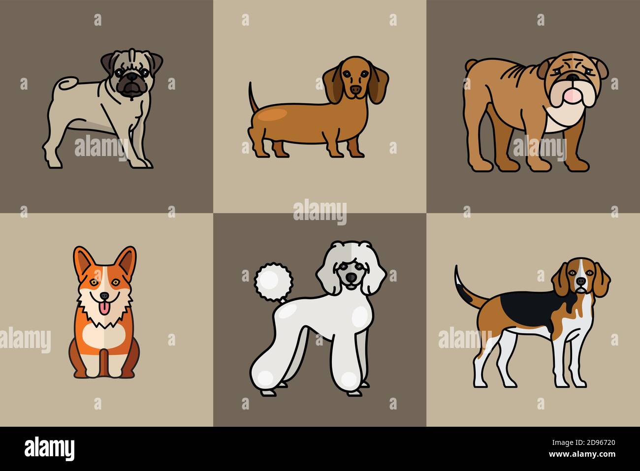 six dogs pets mascots breed characters vector illustration design Stock ...