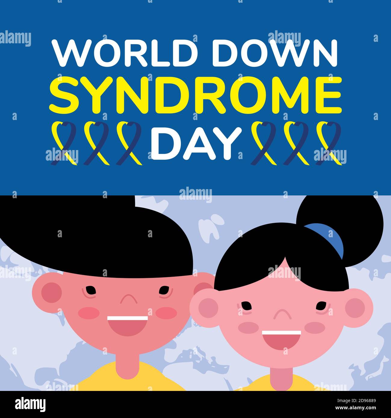 world down sindrome day campaign poster with kids vector illustration design Stock Vector