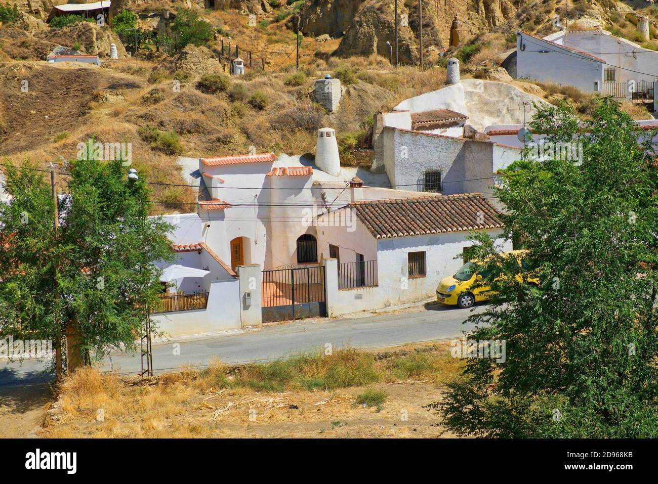 Cave Dwellings, Cave Houses, Santiago Troglodyte Quarter, Guadix, Granada, Andalucía, Spain, Europe. Stock Photo