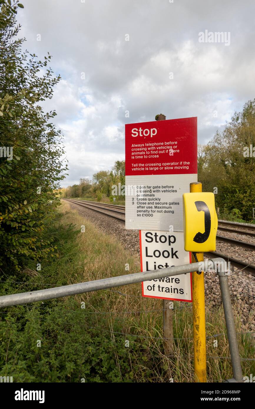 Rural Railway Level Crossing Signage Stock Photo Alamy