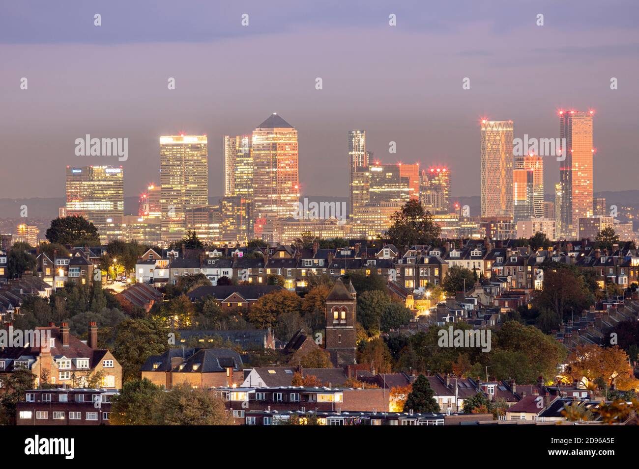 UK, England, London, skyline view from Muswell Hill of downtown London