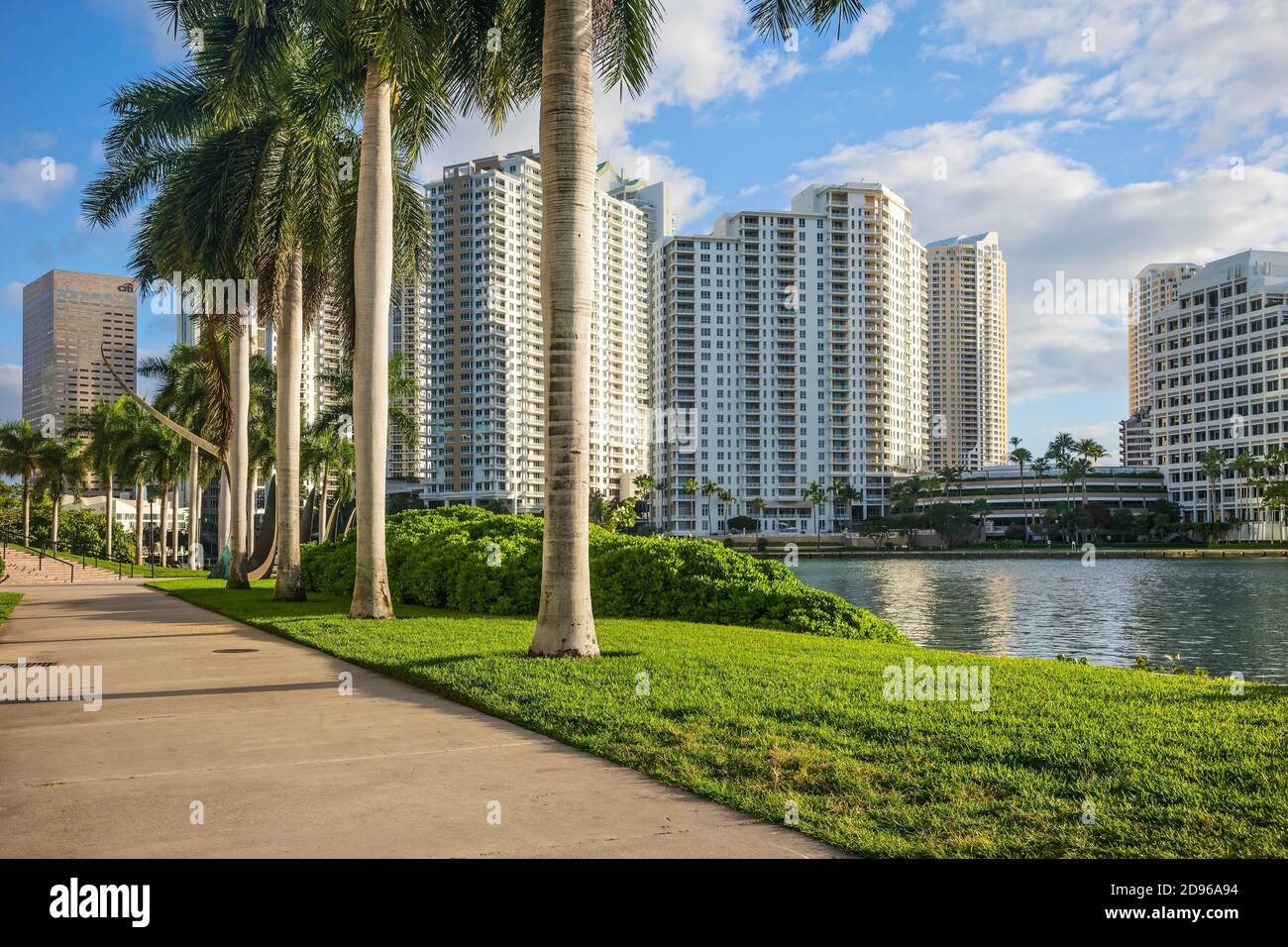 Brickell Park and Brickell Key. Downtown Miami. Florida. USA Stock