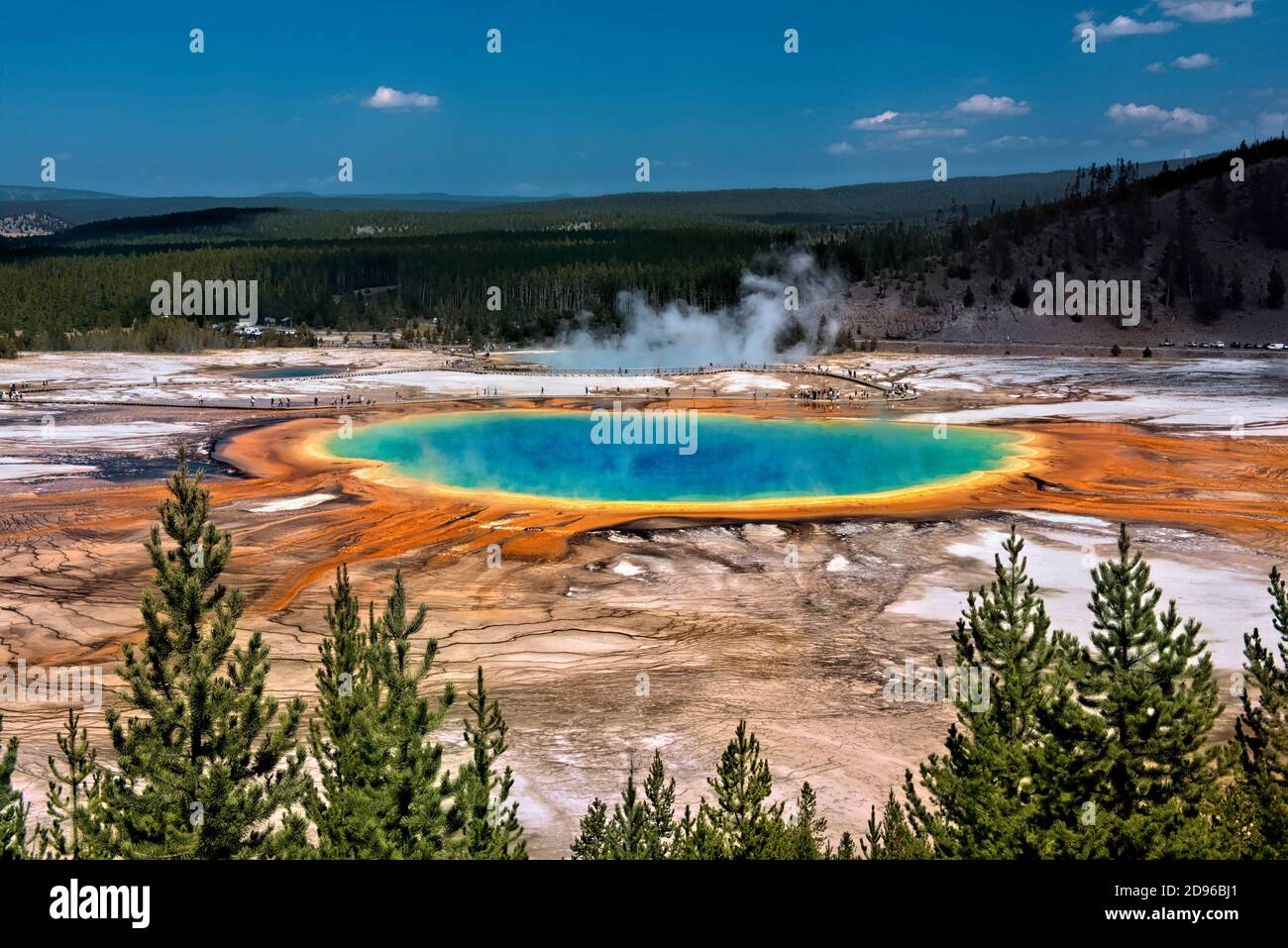 Grand Prismatic Hot Spring, Midway Geyser Basin, Yellowstone National Park, Wyoming, USA. Stock Photo