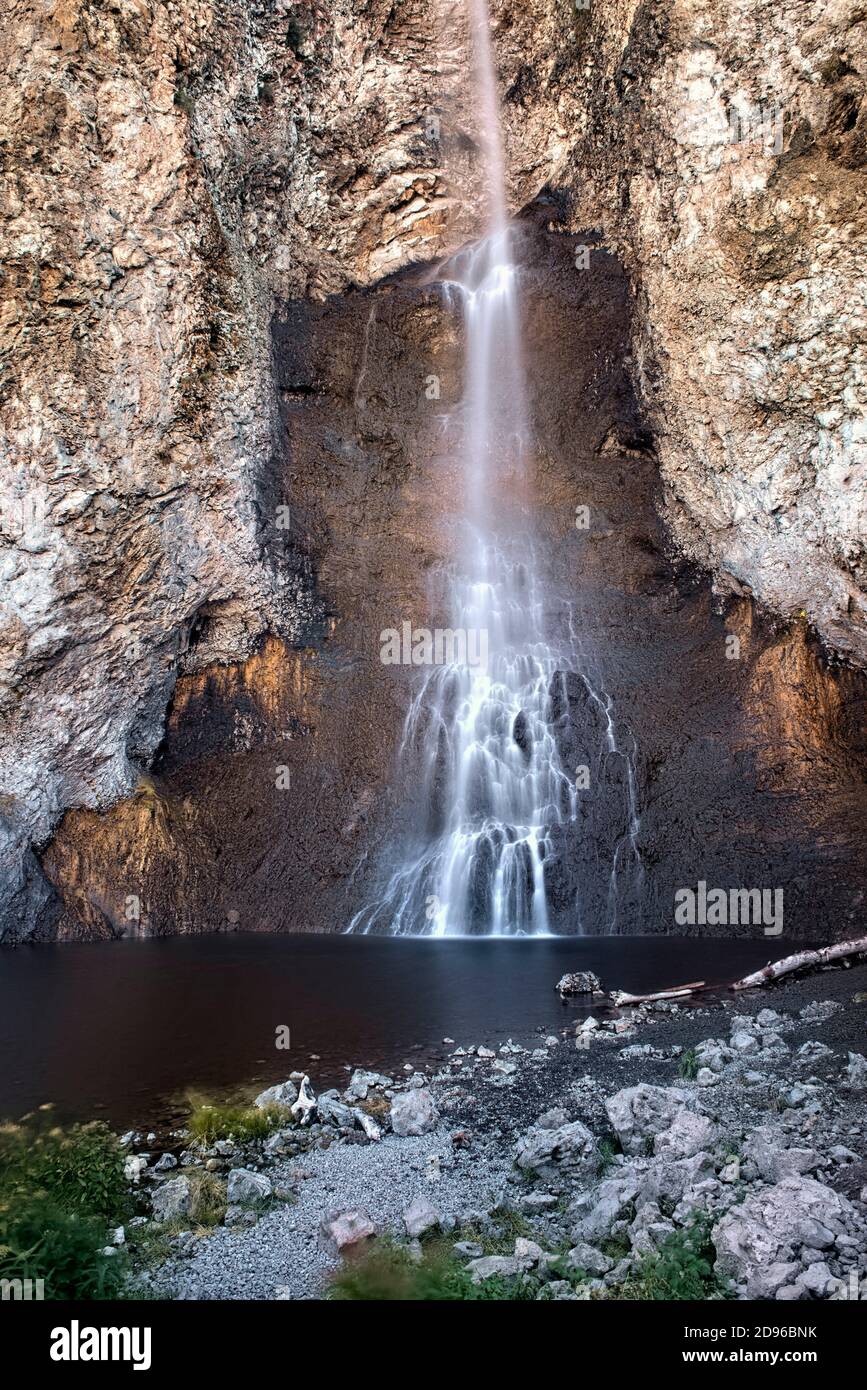 Enjoying The Magic Of Fairy Falls Yellowstone National Park Wyoming Usa Stock Photo Alamy