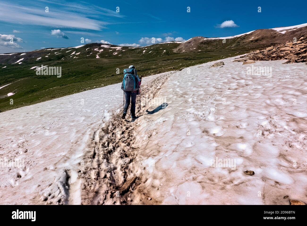 Thruhiking the long distance Colorado Trail near Searle Pass, Colorado