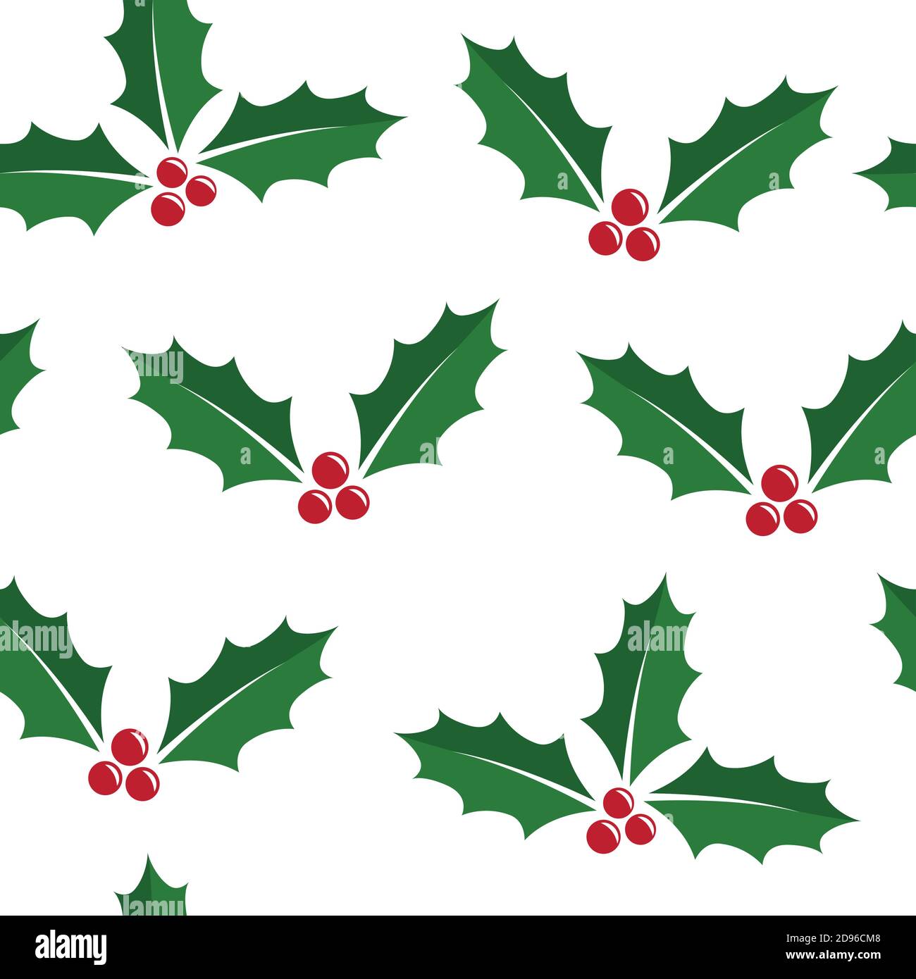 christmas holly berry seamless pattern isoladet on white vector ...