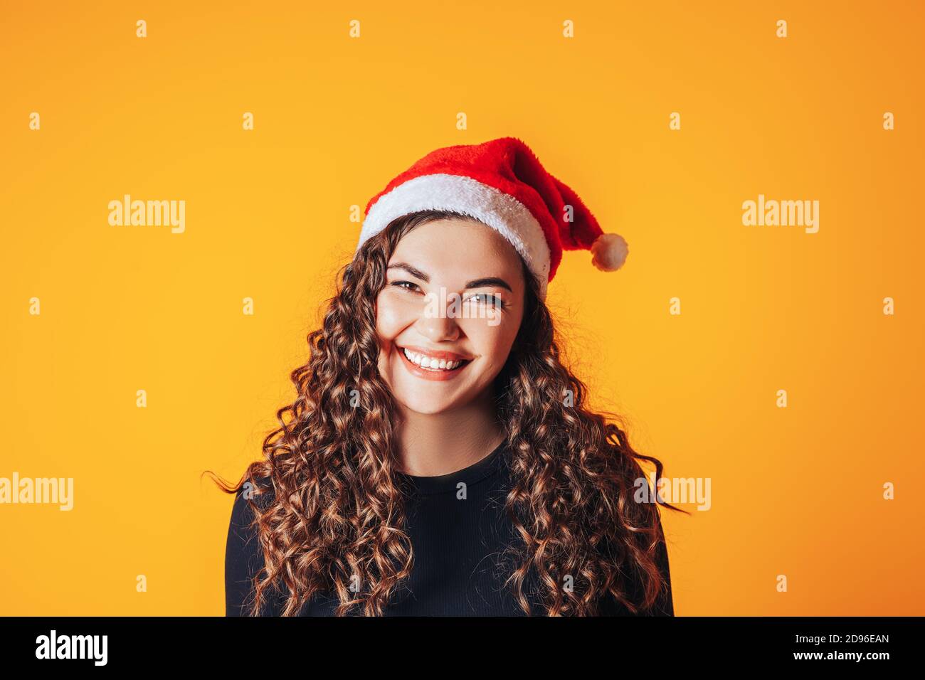 Long Christmas Hair w/ Santa Hat (Brown)