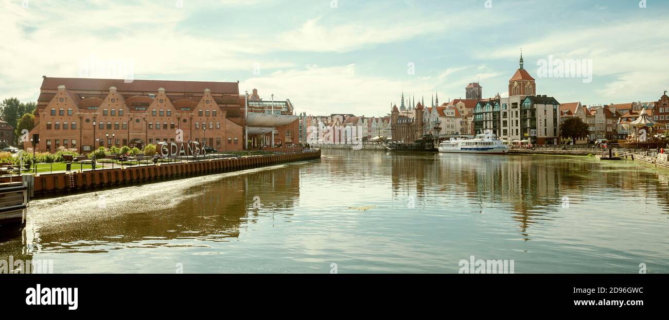Gdansk, Poland - October 05, 2020: Old town of Gdansk city with the Crane at Motlawa river, Poland Stock Photo
