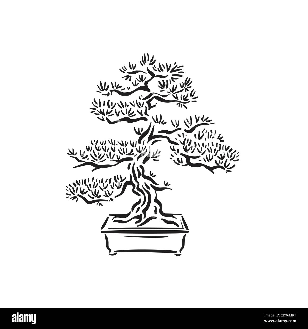 Japanese old bonsai tree in pot logo Stock Vector Image & Art Alamy