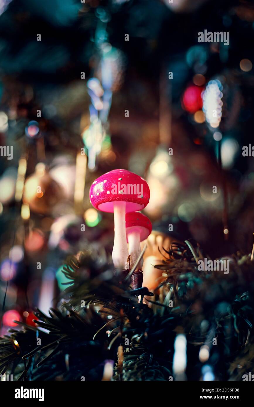 Toadstool Christmas Ornaments Stock Photo Alamy