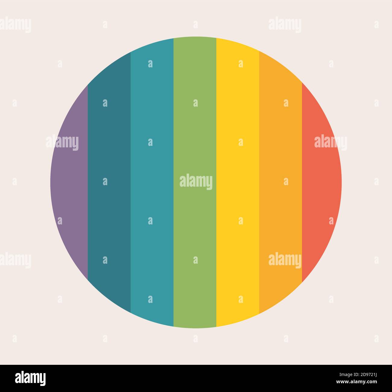 Rainbow circle icon, retro colors. Vector illustration. Stock Vector