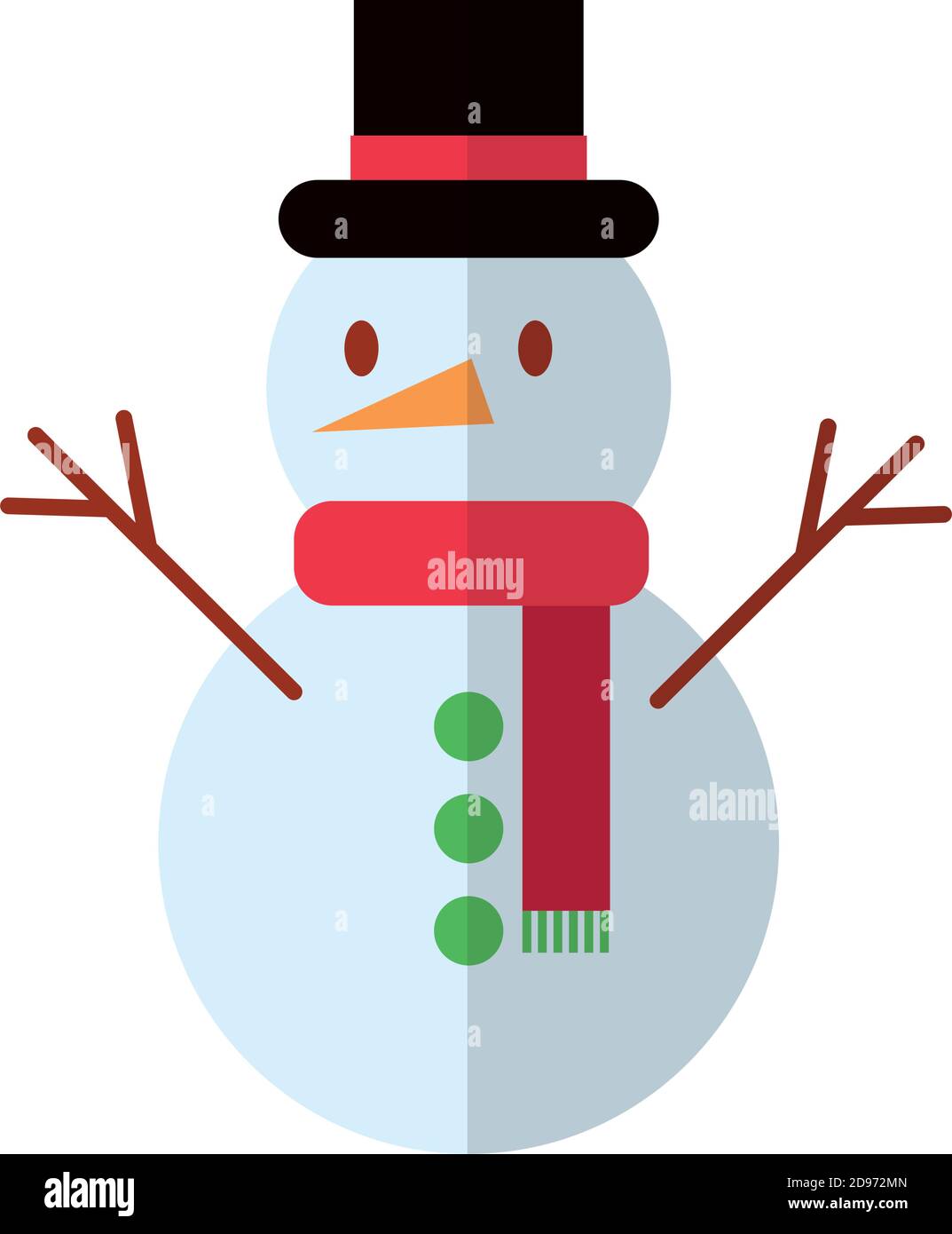 happy merry christmas snowman flat style icon vector illustration ...