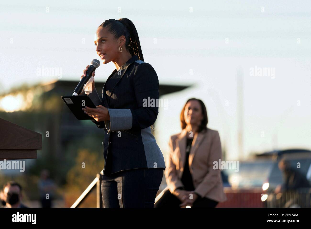 PHEONIX, ARIZONA, USA - 28 October 2020 - Kamala Harris at the GOTV Event with Alicia Keys - Phoenix, AZ, USA - Photo: Geopix/Lawrence Jackson/Biden f Stock Photo