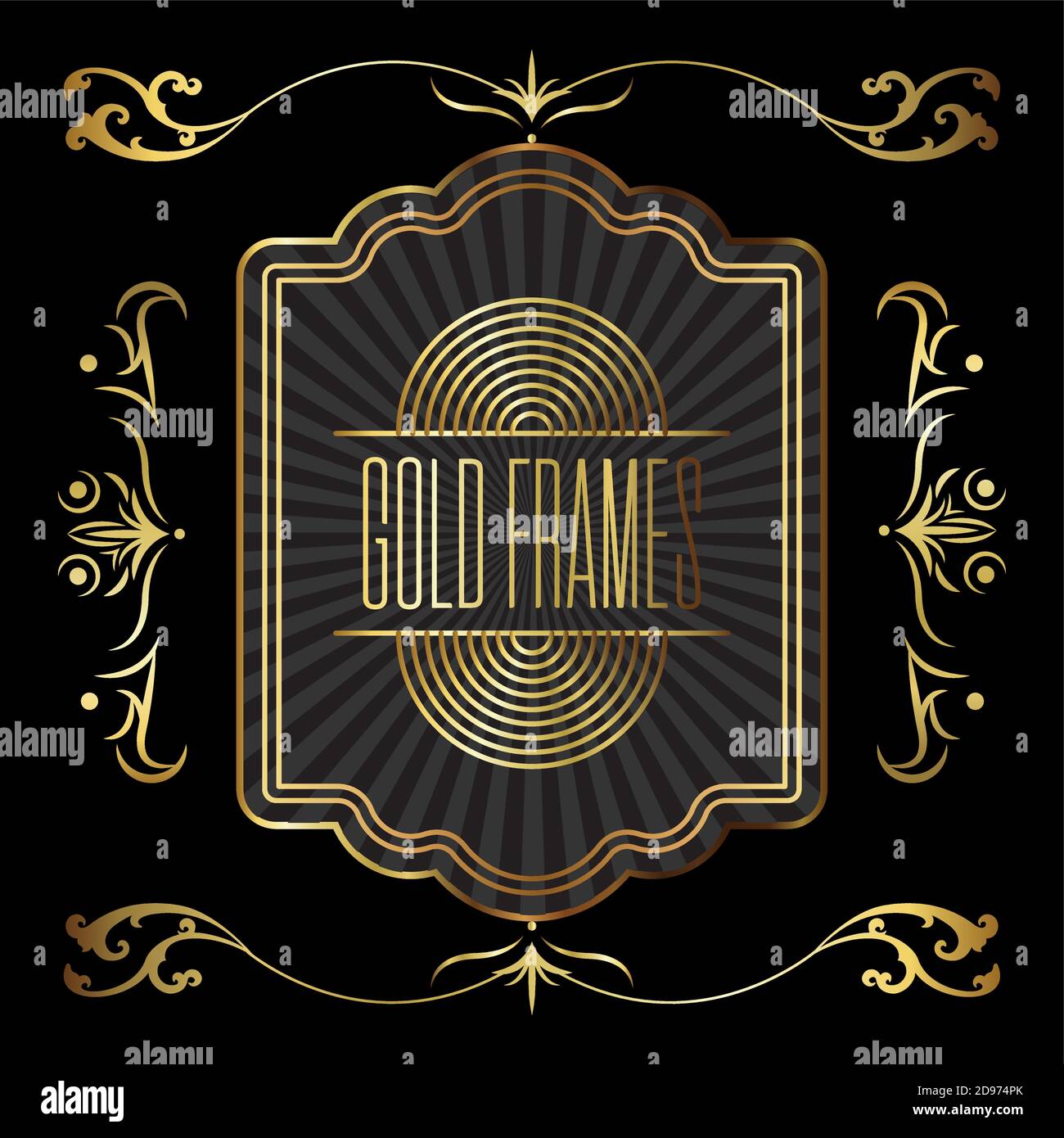 elegant golden frame with lettering vector illustration design Stock