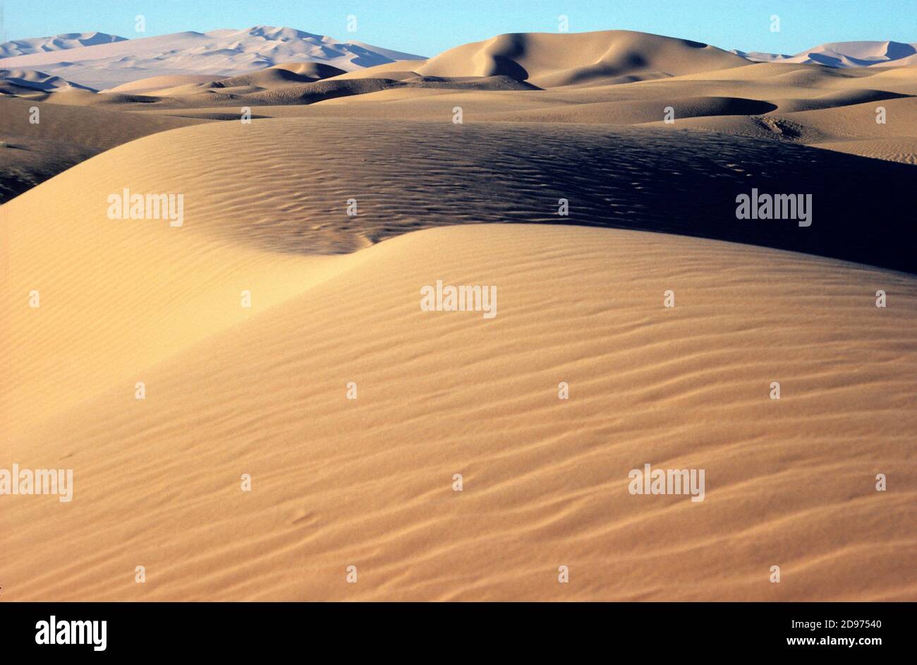 Desert landscape. Sand dunes in the Algerian Sahara. Africa Stock Photo