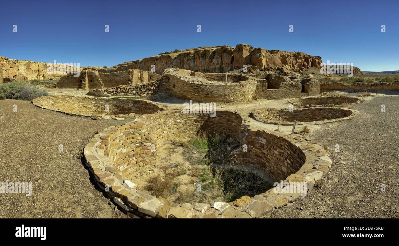 Chetro Ketl ancestral Pueblan great house, located in Chaco Canyon Cultral Park, New Mexico. Stock Photo