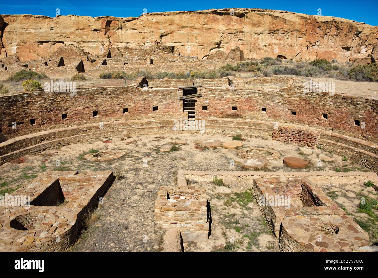Chetro ketl is an ancestral Puebloan great house located in Chaco Canyon Cultural Park, New Mexico. Stock Photo