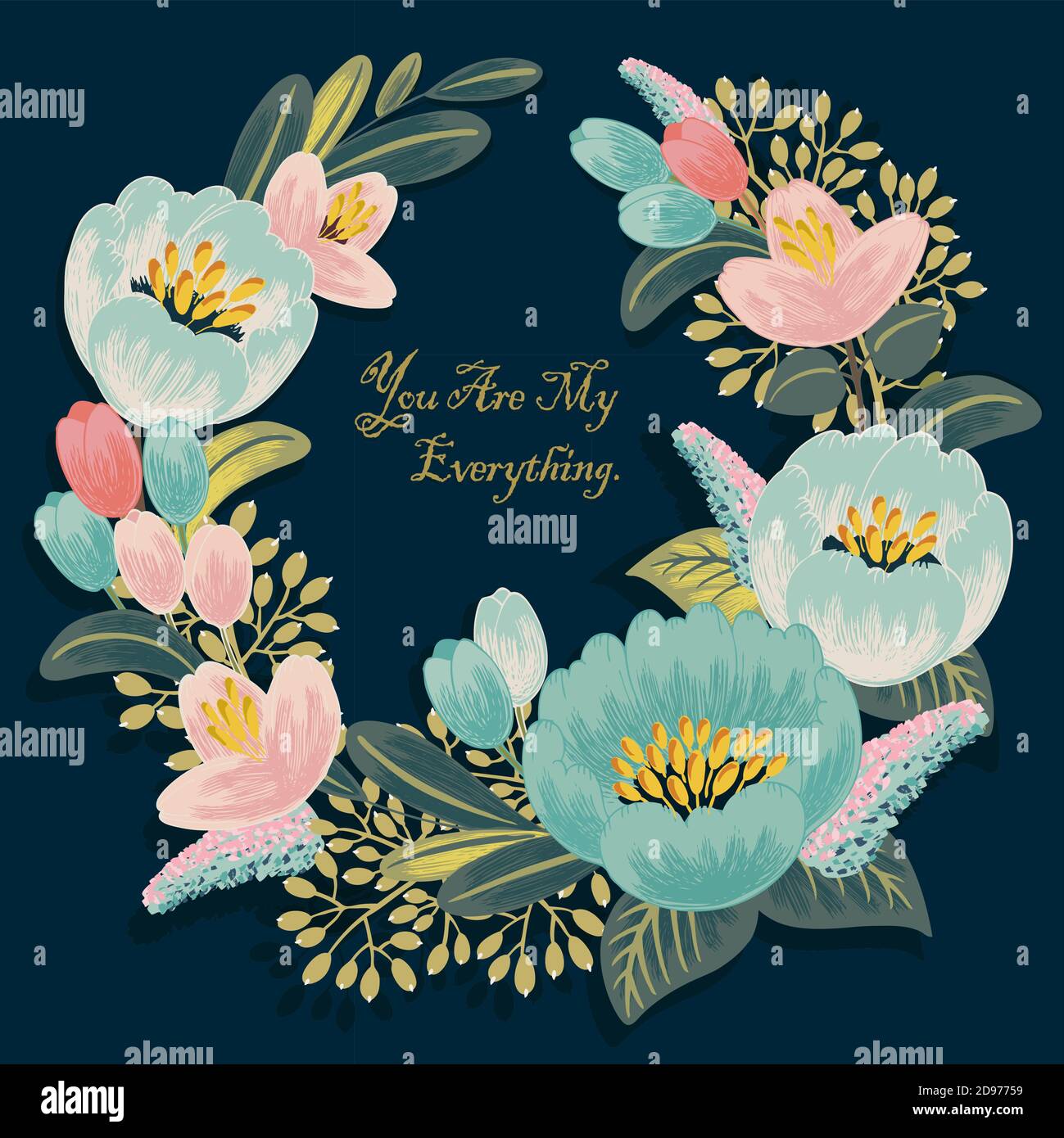 Vector illustration of a floral frame in spring. Design for Wedding ...