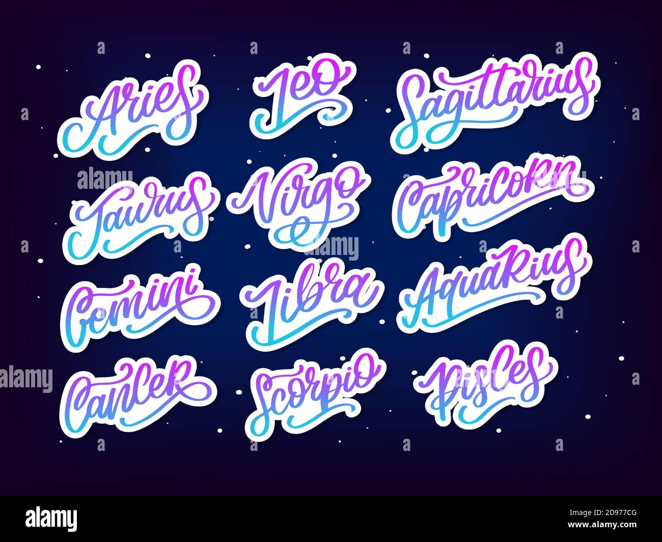 Zodiac lettering Vector Sign. Cartoon astrology text illustration ...