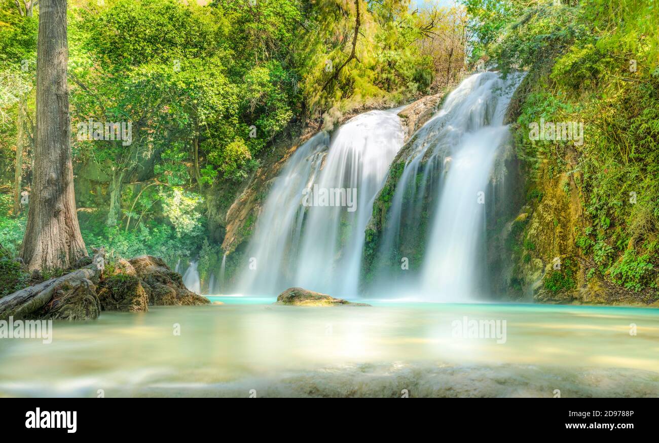 El Chiflon Waterfall long exposure photography, Chiapas, Mexico. Stock Photo