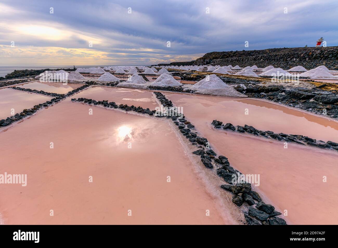 The saltworks of Fuencaliente, on the Island of La Palma in the Canaries. Iconic site of the island of La Palma Stock Photo