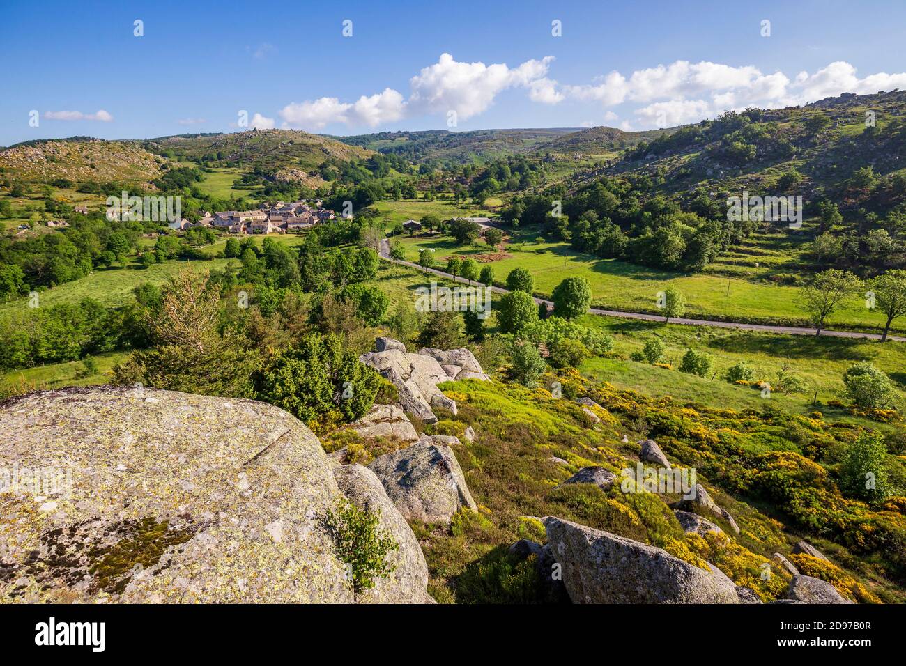 The village of Runes, the Causses and the Cevennes, cultural landscape of Mediterranean agro-pastoralism, classified World Heritage by UNESCO, Cevenne Stock Photo