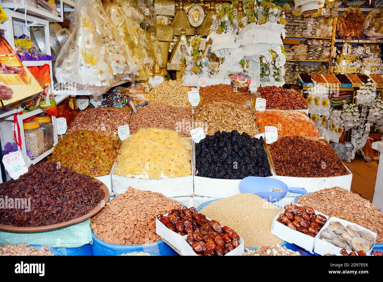 Morocco, different goods in grocery in Fez Stock Photo Alamy