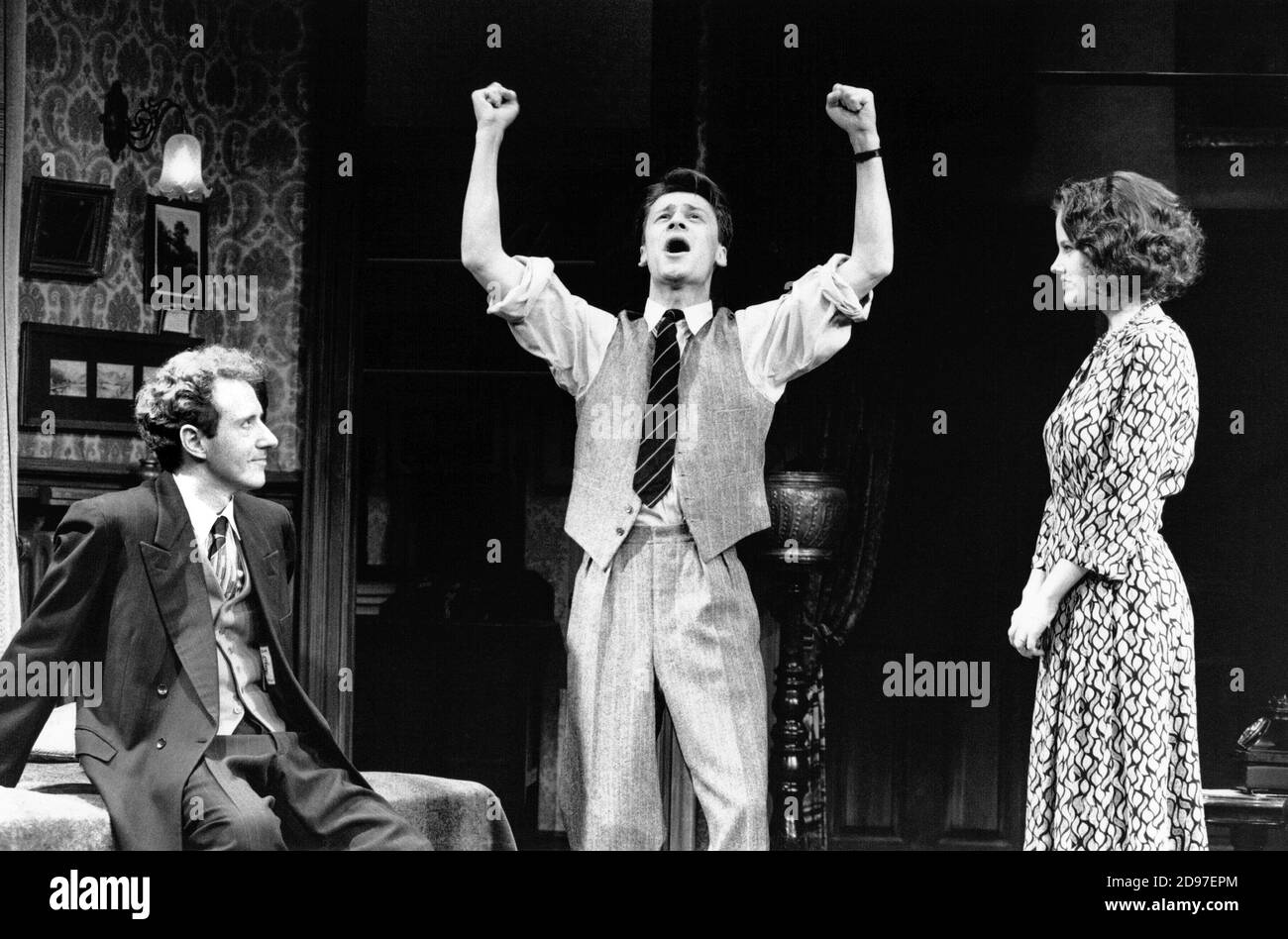 AWAKE AND SING!  by Clifford Odets  design: Martin Johns  lighting: Leonard Tucker  director: Lou Stein  l-r: Michael J. Jackson (Moe Axelrod), Michael Grandage (Ralph Berger), Elaine R. Smith (Hennie Berger)  Palace Theatre, Watford, England  04/04/1989                 (c) Donald Cooper/Photostage   photos@photostage.co.uk   ref/BW-P-153-18 Stock Photo