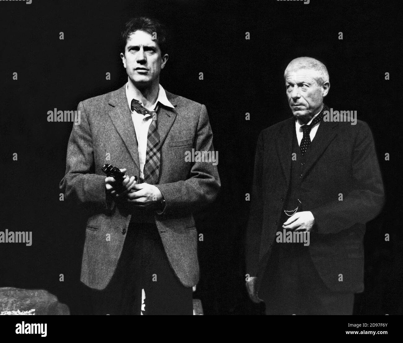 I HAVE BEEN HERE BEFORE  by J.B. Priestley  design: Norman Coates  lighting: Kevin Sleep  director: Matthew Francis  l-r: Brian Protheroe (Walter Ormund), John Woodvine (Dr Gortler)  Palace Theatre, Watford, England  05/04/1990                 (c) Donald Cooper/Photostage   photos@photostage.co.uk   ref/BW-P-122-11 Stock Photo