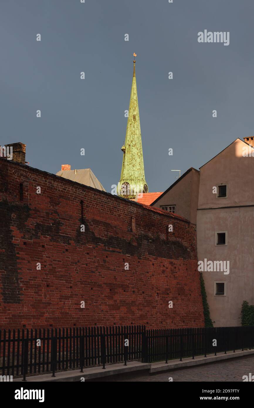 Architecture of old Riga early in the morning. Riga is the capital and ...