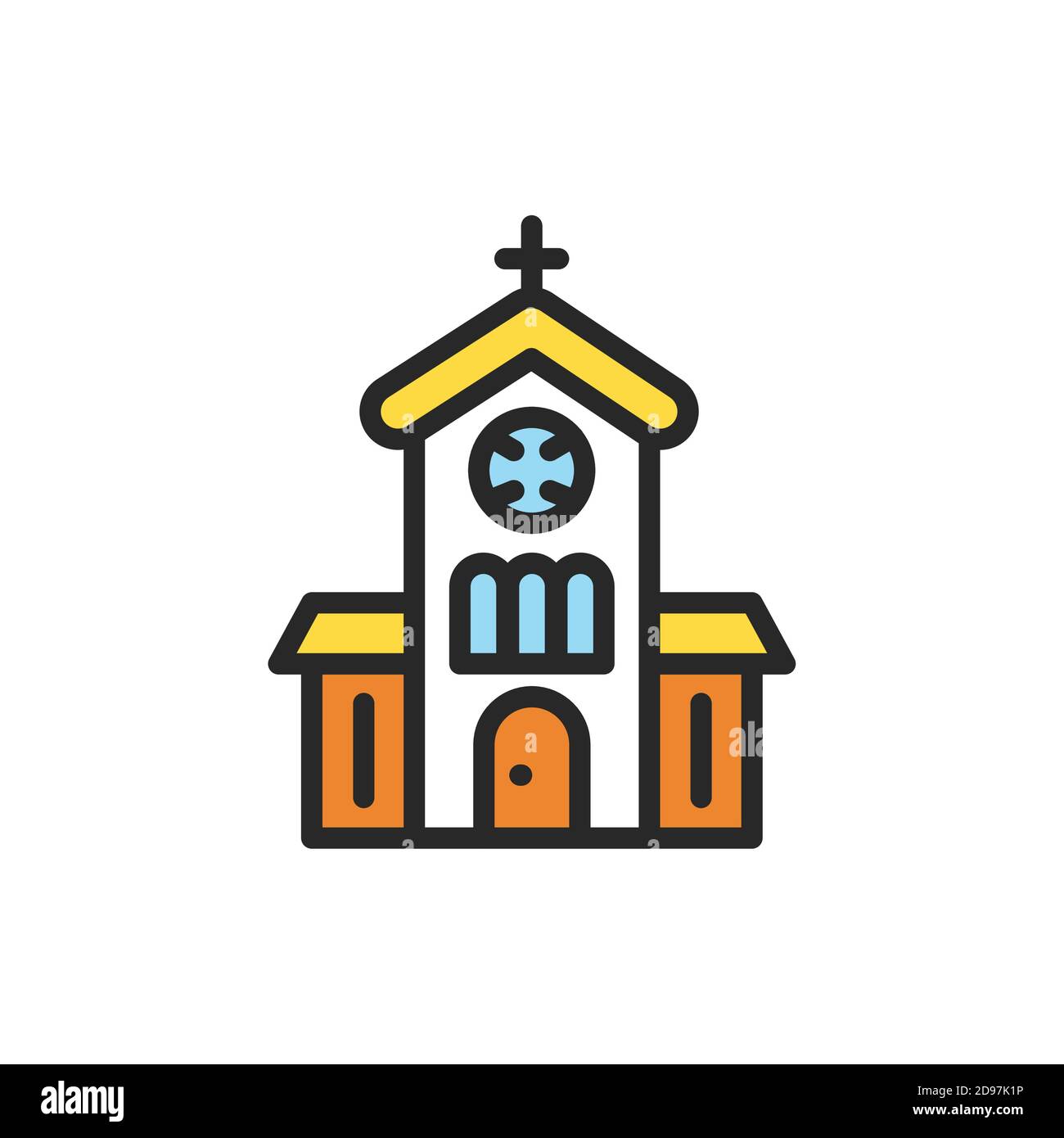 Church color line icon. Isolated vector element. Stock Vector