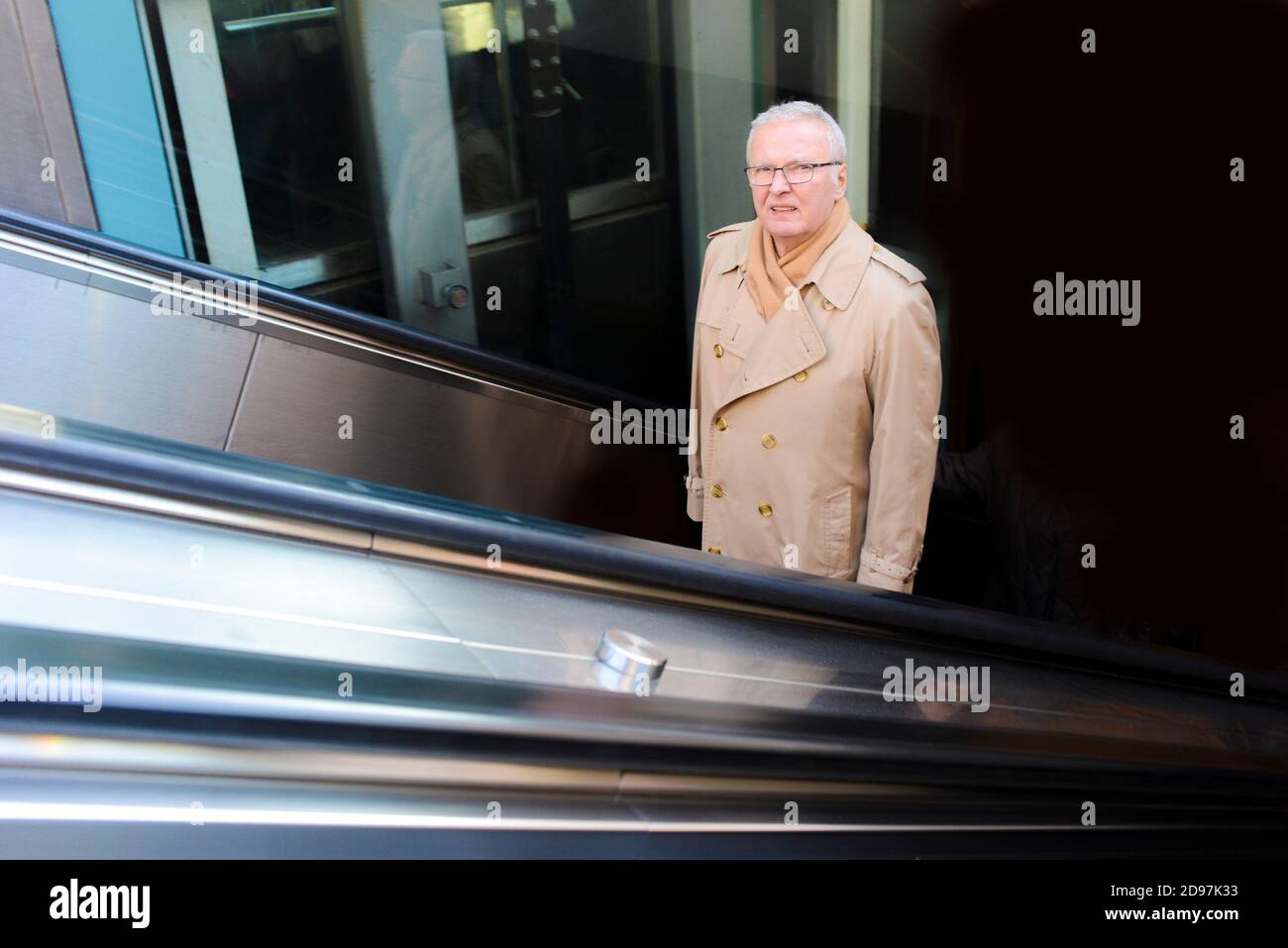 Vienna, AUSTRIA - MARCH 12, 2013: Man coming out of the underground station Stock Photo