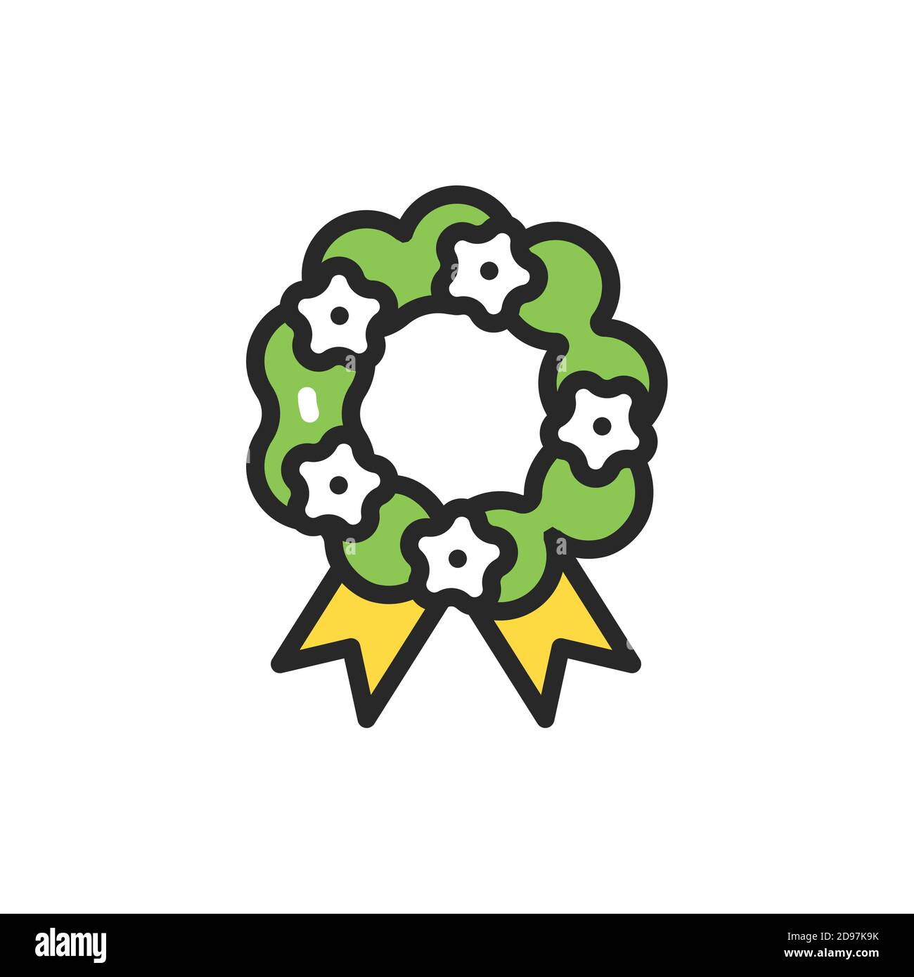 Funeral wreath color line icon. Isolated vector element. Stock Vector