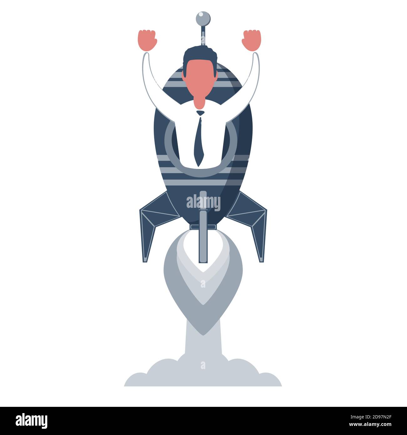 Businessman flying up by rocket. Concept business growth illustration ...