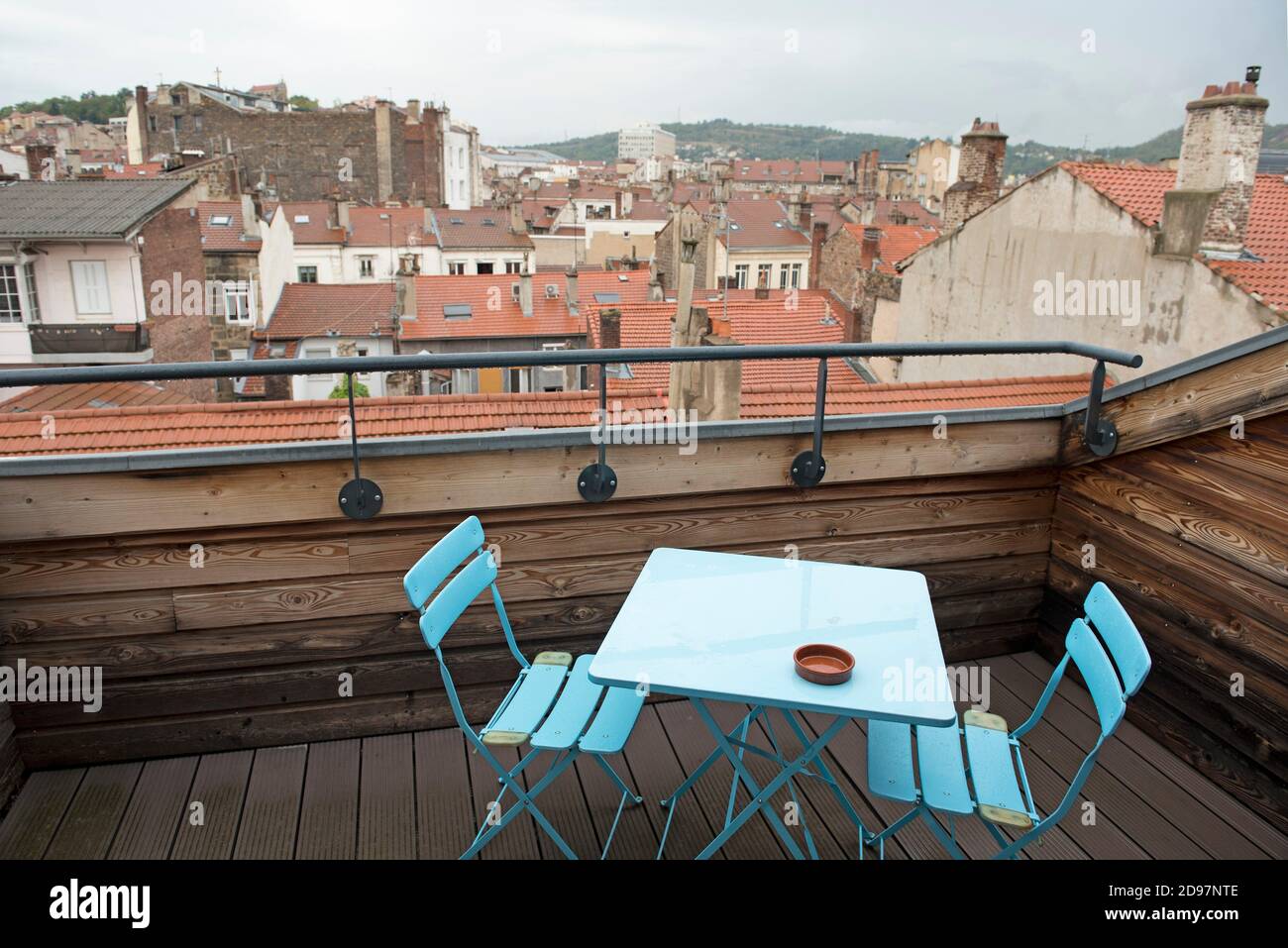 terrasse d'une chambre, Hotel Le Cheval Noir, Saint-Etienne, departement de la Loire, region Auvergne-Rhone-Alpes, France, Europe/bedroom's terrace, Stock Photo