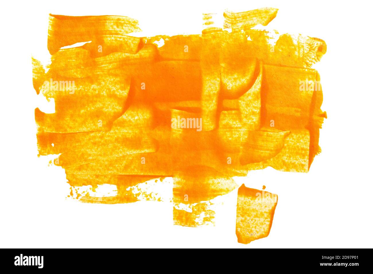 Expressive orange brush strokes isolated on the white background . Abstract texture Stock Photo