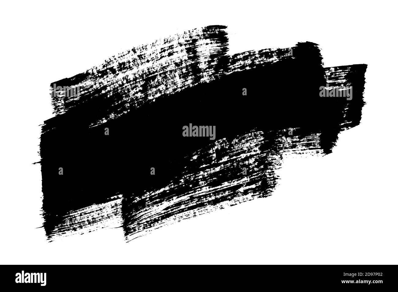 Black expressive brush stroke isolated on the white background. Space ...