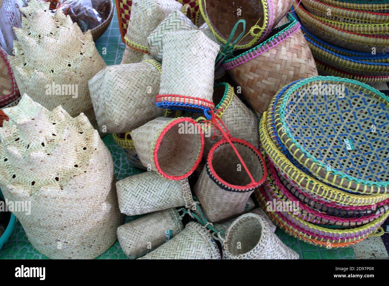 Rattan baskets, rattan product at serikin Local market, Hawker stalls at Serikin Malaysia