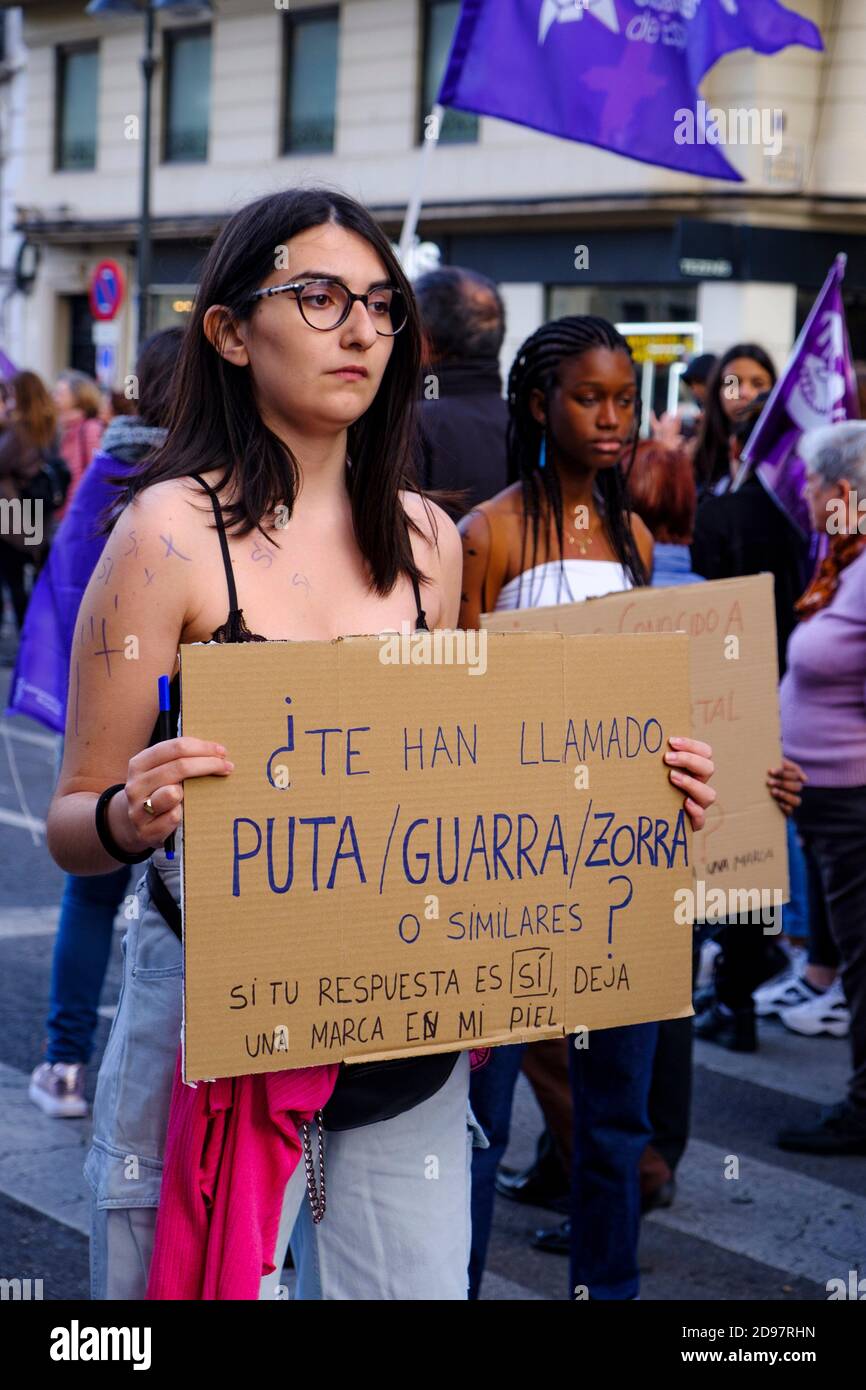 March 8 manifestation. València. Spain. 2020. Stock Photo