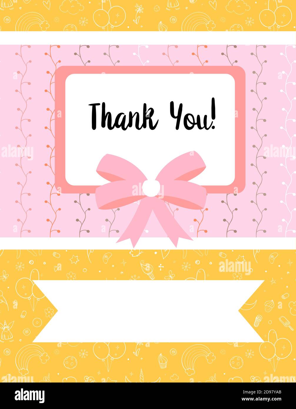 Design template for cute Thank you card . Template for scrapbooking ...